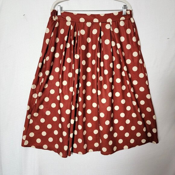 Jade By Jane Womens Pleated Skirt Sz 2X Knee Length Rust & Cream Vintage USA - Picture 1 of 8